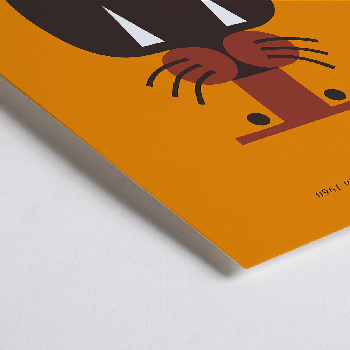 Closeup detail of Almanaque magazine cover by Sebastiao Rodrigues with abstract animal and face artwork on orange background