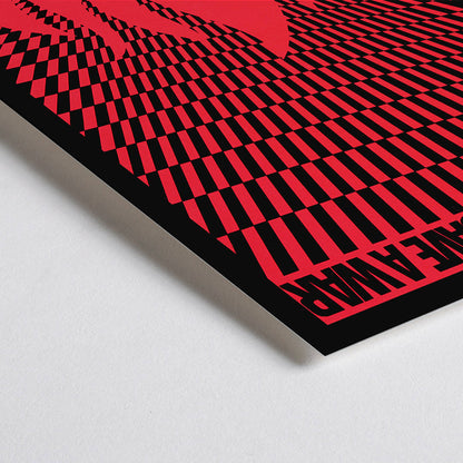 Closeup detail of Man on hill facing flames poster by Gary Yanker titled Suppose They Gave a War and Nobody Came Prop art New York